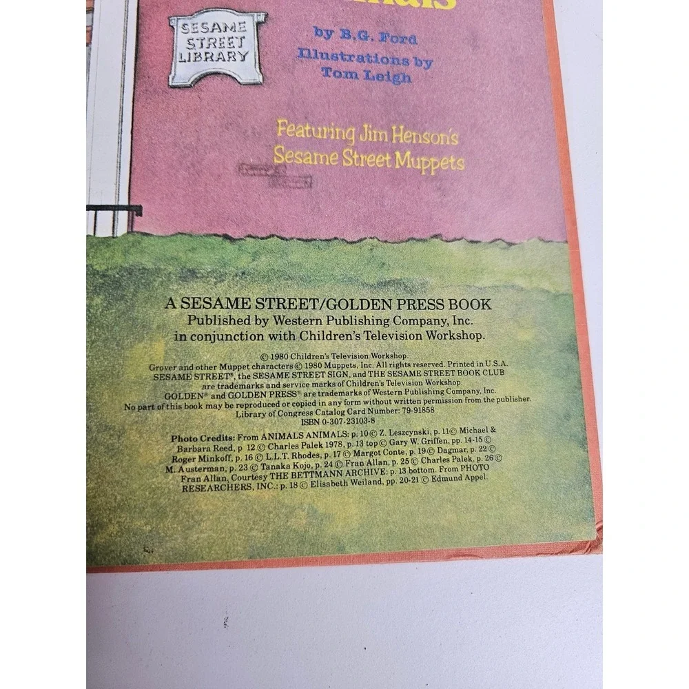 Vintage 1980 Sesame Street Grover's Book‎ of Cute Little Baby Animals Hardcover